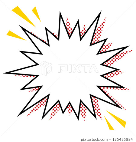 Jagged bomb round speech bubble frame / dots, white window 125455884