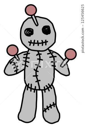 一種用釘子固定的用於詛咒或施咒的神秘娃娃 125456625