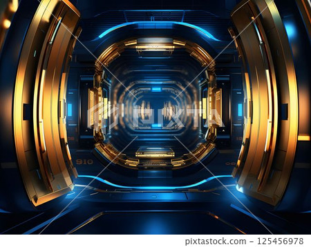Futuristic Circuit Board Background with Processor. Modern Technology Chip Background 125456978