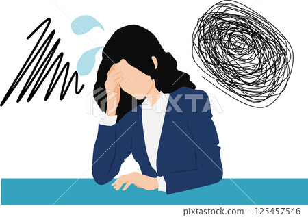 Illustration of a woman having trouble at work Illustration of a woman having trouble at work 125457546