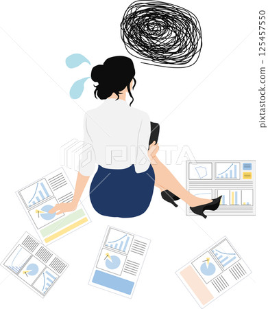 Illustration of a woman having trouble at work Illustration of a woman having trouble at work 125457550