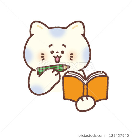 Cute cat taking notes Cute cat taking notes 125457940