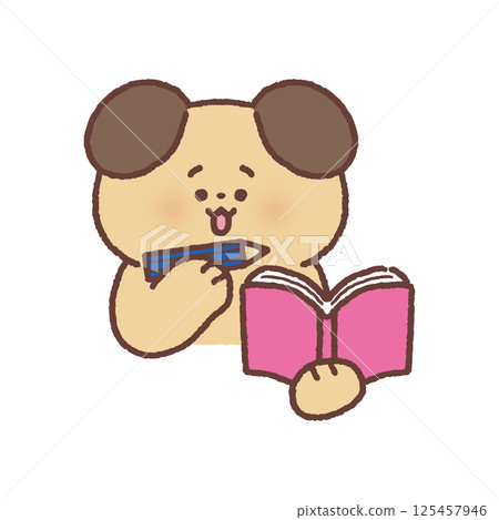 Cute dog taking notes Cute dog taking notes 125457946