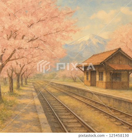 這是一幅櫻花風景的作品。 125458130