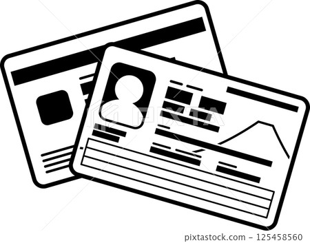 下一張我的號碼卡（個人號碼卡）正面和背面的插圖向量黑白圖示2026年新設計 125458560