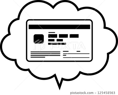 對話氣泡中下一張「我的號碼卡」（個人號碼卡）的插圖向量黑白圖示新設計 125458563