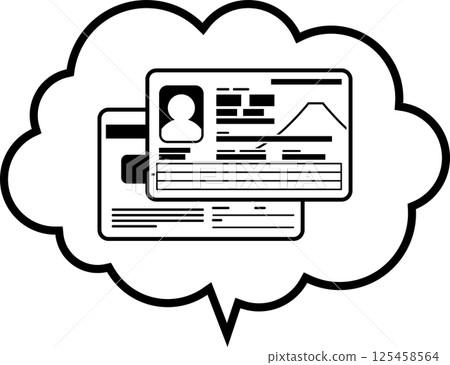 對話氣泡中下一張「我的號碼卡」（個人號碼卡）的插圖向量黑白圖示新設計 125458564