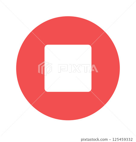 Red stop button icon - Simple stop mark UI material in a red circle and a white square 125459332