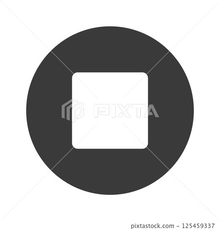 Black stop button icon - Simple stop mark UI material in a black circle and a white square Black stop button icon - Simple stop mark UI material in a black circle and a white square 125459337