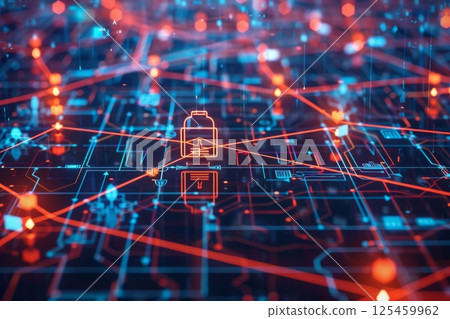 Futuristic Digital Network with Battery Icon 125459962