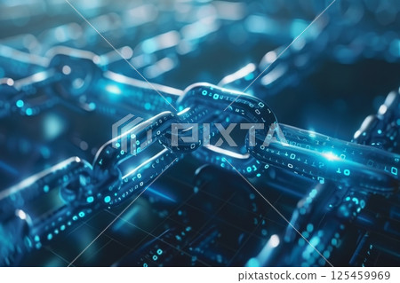 Blockchain Technology Concept with Digital Chains Blockchain Technology Concept with Digital Chains 125459969