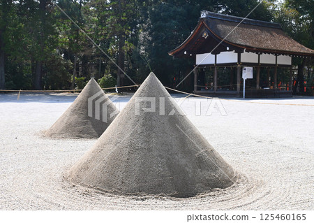 Cone-shaped standing sand at Kamigamo Shrine, a World Heritage Site in Kyoto City 125460165