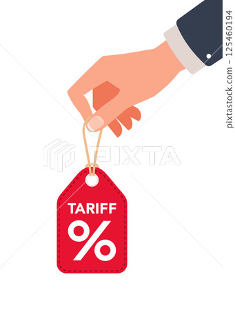 Businessman holding a label showing the tariff percentage stock Illustration Businessman holding a label showing the tariff percentage stock Illustration 125460194