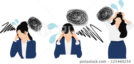 Illustration set of a woman having trouble at work 125460254