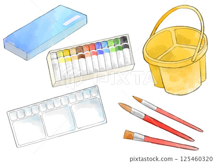 油漆組插畫手繪水彩風格 125460320