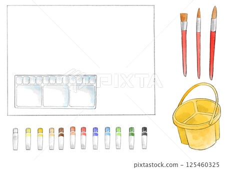 Paint set illustration hand-drawn watercolor style 125460325