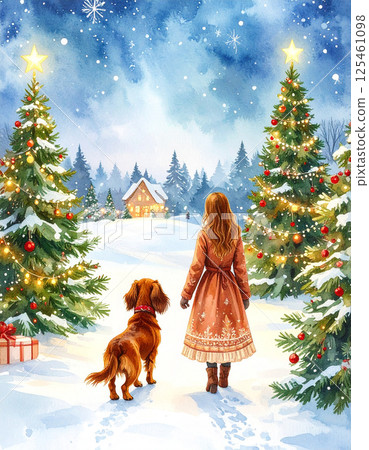 Landscape with a dog 125461098