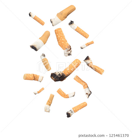 cigarette collection isolated on white background butts cigarette collection isolated on white background butts 125461370