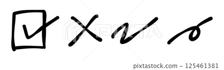 手寫複選標記集、勾選標記 125461381
