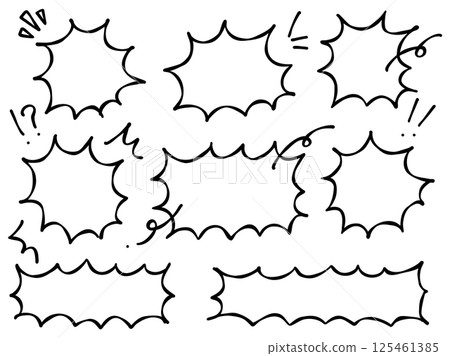 一組手繪漫畫風格的氣泡和框架 125461385