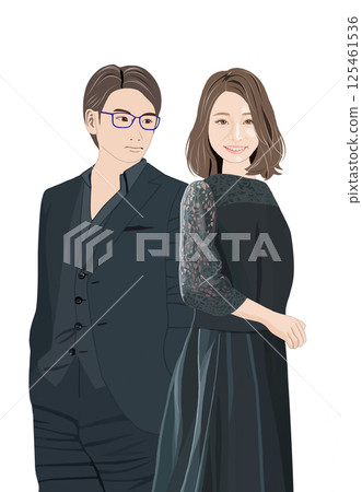 時尚男女情侶的插圖 125461536