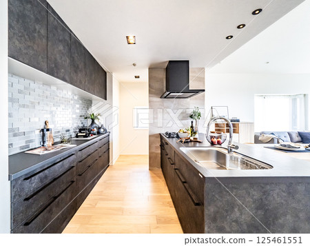 A spacious and elegant, state-of-the-art luxury system kitchen that makes you want to cook 125461551