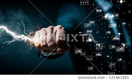 Dynamic AI technology scene 125461985
