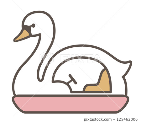 線條藝術風格向量插圖的可愛天鵝船 125462006