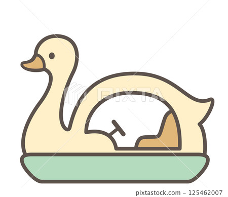 線條藝術風格向量插圖可愛的鴨子圖案天鵝船 125462007