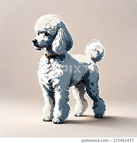 迷你貴賓犬肖像插圖 125462477