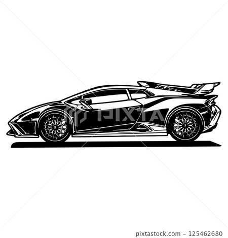 2020 Huracan STO Sport car - Classic Car, Stencil, Silhouette, Vector Clip Art for tshirt and emblem 125462680