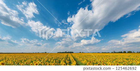 A sunflower field spreading out beneath the summer sky 125462692