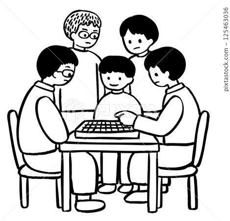 將棋比賽和賽後討論的向量插圖 125463036