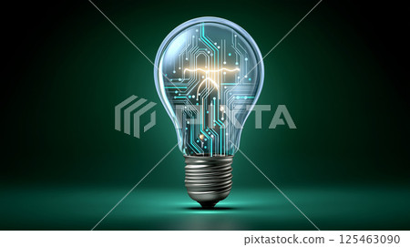 Concept art of a futuristic light bulb with a built-in circuit board Concept art of a futuristic light bulb with a built-in circuit board 125463090