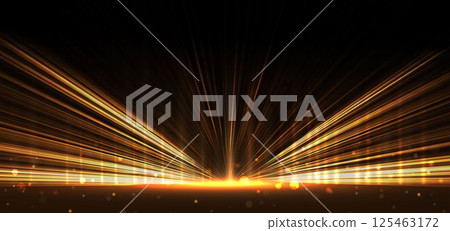 Abstract golden lines diagonal glowing and lighting effect sparkle on dark background. 125463172