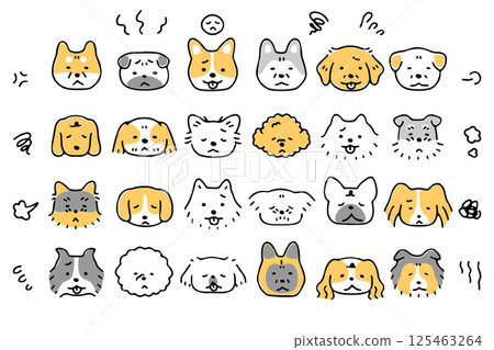 Cute dog face icon set ①_unhappy expression Cute dog face icon set ①_unhappy expression 125463264
