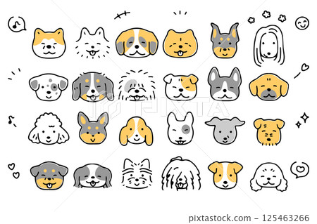 Cute dog face icon set ②_Happy facial expression Cute dog face icon set ②_Happy facial expression 125463266