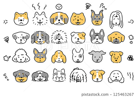 Cute dog face icon set ②_unhappy expression Cute dog face icon set ②_unhappy expression 125463267