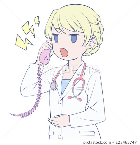 金髮女醫生在電話裡說話，很生氣 125463747