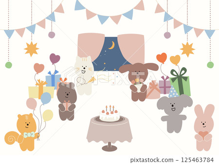 家裡的動物派對和蛋糕 125463784