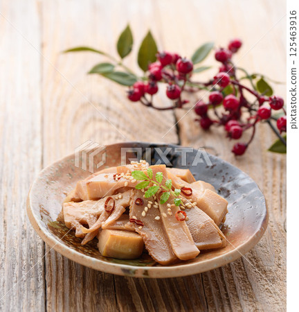 Homemade Menma made from bamboo shoots Homemade Menma made from bamboo shoots 125463916