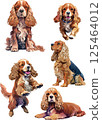 Cocker Spaniel watercolor illustration set 125464012