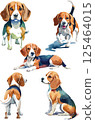 Beagle watercolor illustration set 125464015
