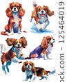 Cavalier watercolor illustration set 125464019