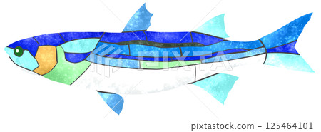 A beautiful mosaic-style cutout illustration of a saltwater fish called mullet A beautiful mosaic-style cutout illustration of a saltwater fish called mullet 125464101