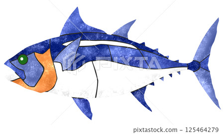 A beautiful mosaic-style cutout illustration of the luxury fish tuna 125464279