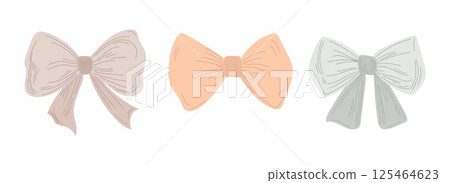 Delicate ribbons in neutral tones sketched with classic outlines offer a stylish accessory graphic for textile, gift wrap, or minimalist creative themes Delicate ribbons in neutral tones sketched with classic outlines offer a stylish accessory graphic for textile, gift wrap, or minimalist creative themes 125464623