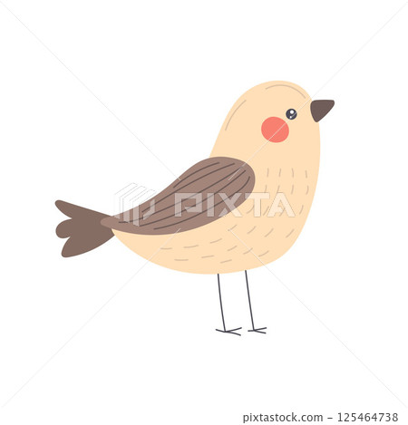 Soft cream bird with brown wings and tender posture, ideal for rustic nature-inspired graphics, peaceful organic prints, and earthy visual compositions 125464738