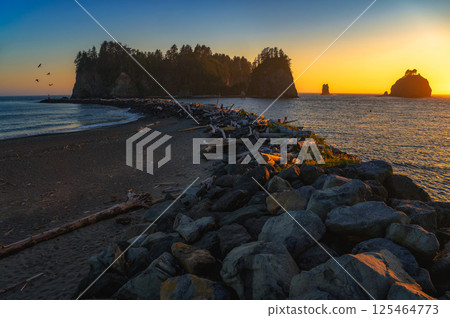 Sunset Over James Island from La Push First Beach, Washington State Sunset Over James Island from La Push First Beach, Washington State 125464773