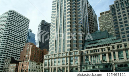 Boston cityscape with glass towers and historic brick buildings 125465111